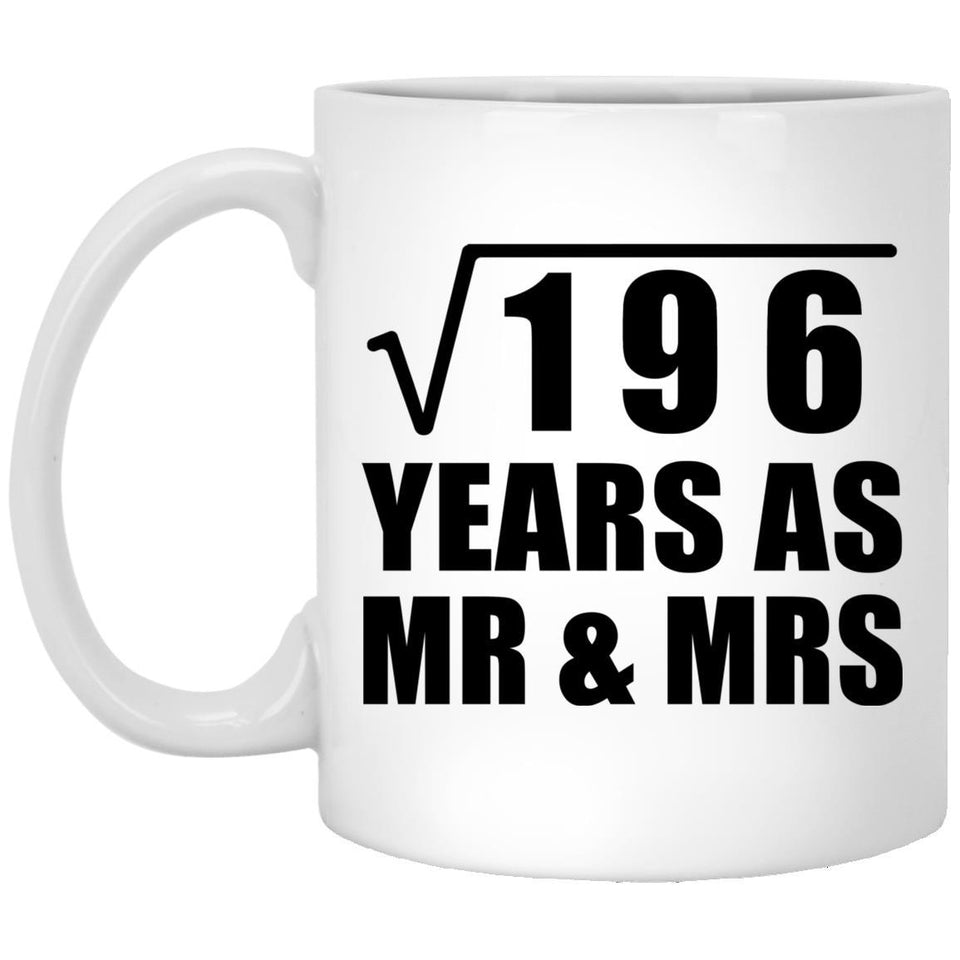 14th Anniversary Square Root of 196 Years As Mr & Mrs - 11oz Coffee Mug