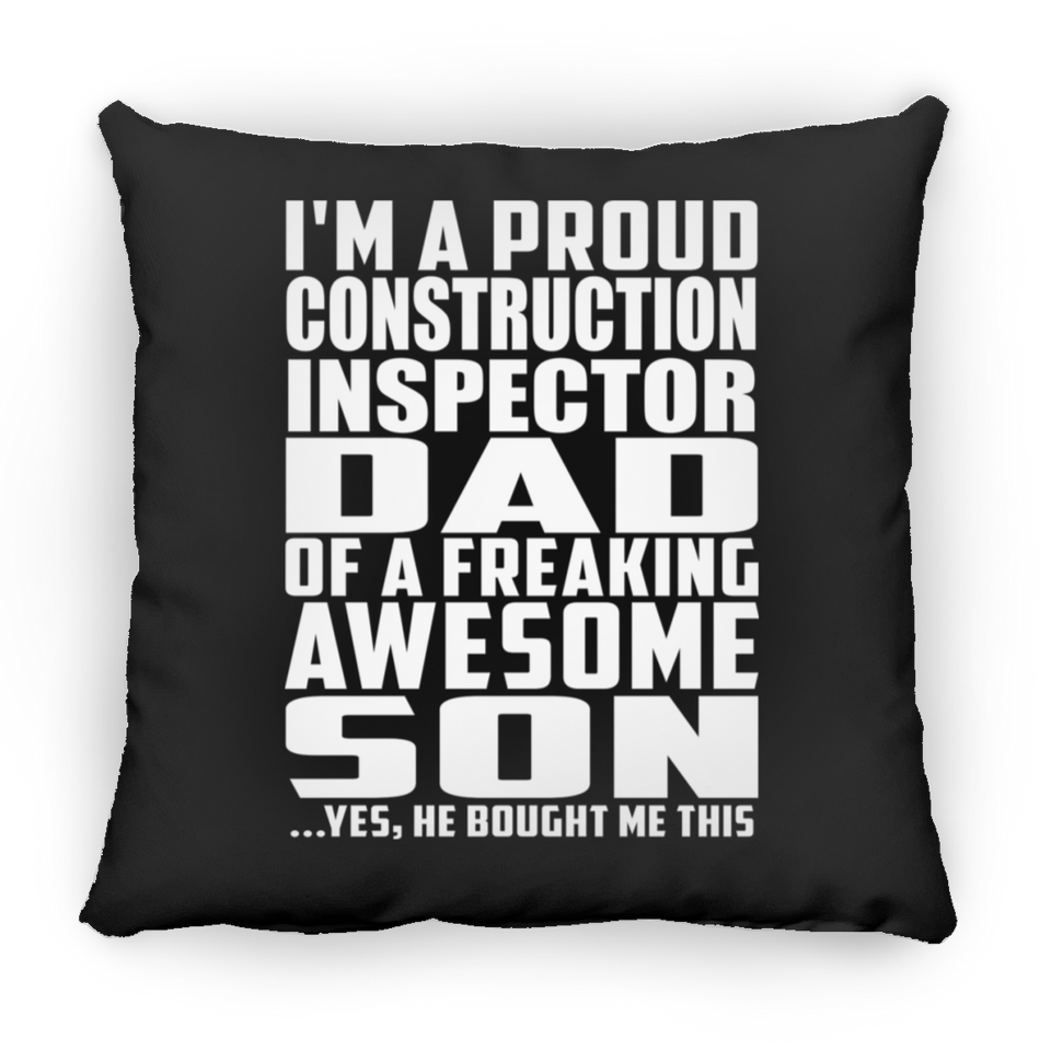 Proud Construction Inspector Dad Of Awesome Son - Throw Pillow Black