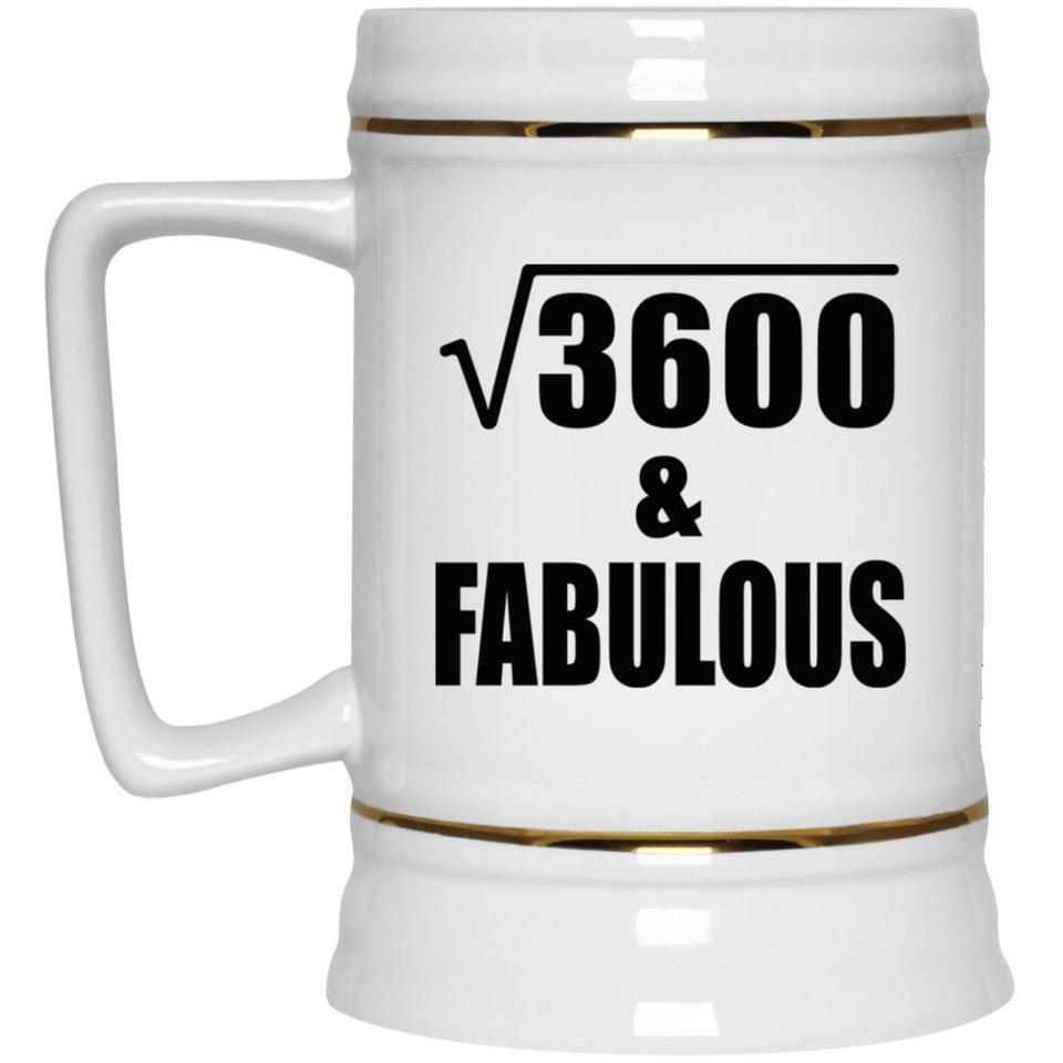 60th Birthday Square Root of 3600 & Fabulous - Beer Stein