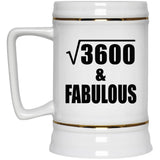 60th Birthday Square Root of 3600 & Fabulous - Beer Stein
