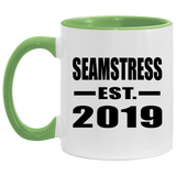 Seamstress Established EST. 2019 - 11oz Accent Mug Green