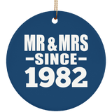 42nd Anniversary Mr & Mrs Since 1982 - Circle Ornament
