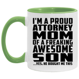 Proud Attorney Mom Of Awesome Son - 11oz Accent Mug Green