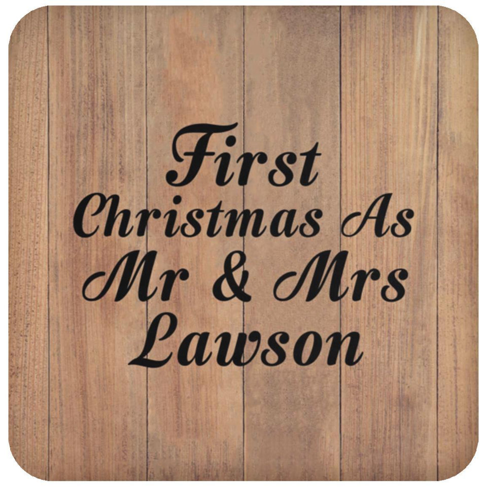 First Christmas As Mr & Mrs Lawson - Drink Coaster C
