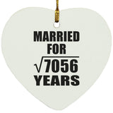 84th Anniversary Married For Square Root of 7056 Years - Heart Ornament