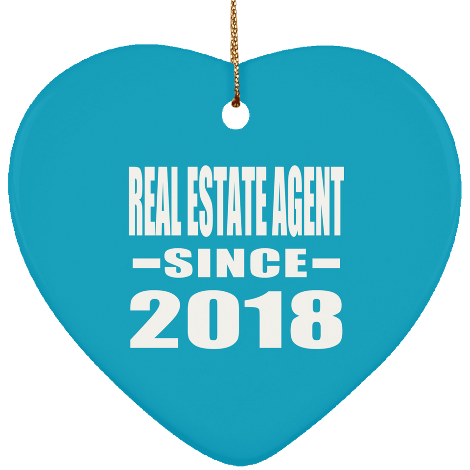 Real Estate Agent Since 2018 - Heart Ornament