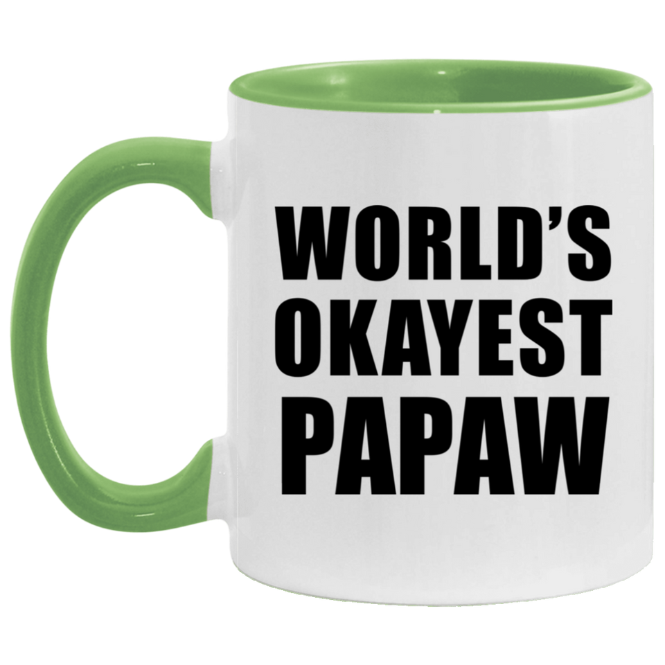 World's Okayest Papaw - 11oz Accent Mug Green
