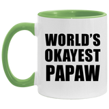 World's Okayest Papaw - 11oz Accent Mug Green