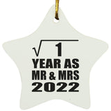 1st Anniversary Square Root of 1 Year As Mr & Mrs 2022 - Star Ornament