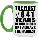 29th Birthday Square Root of 841 Years of Childhood - 15oz Accent Mug Green