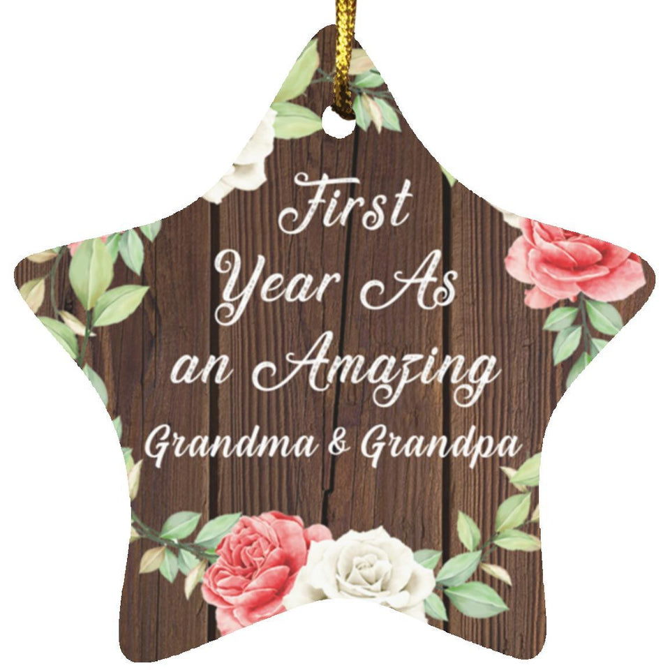 First Year As An Amazing Grandma & Grandpa - Star Ornament A