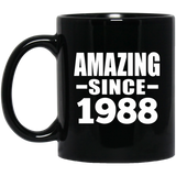 36th Birthday Amazing Since 1988 - 11 Oz Coffee Mug Black