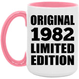 42nd Birthday Original 1982 Limited Edition - 15oz Accent Mug Pink