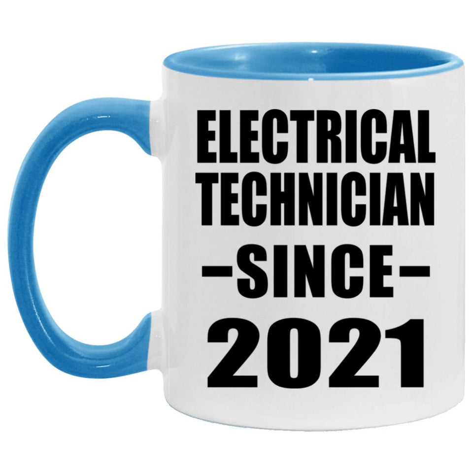 Electrical Technician Since 2021 - 11oz Accent Mug Blue