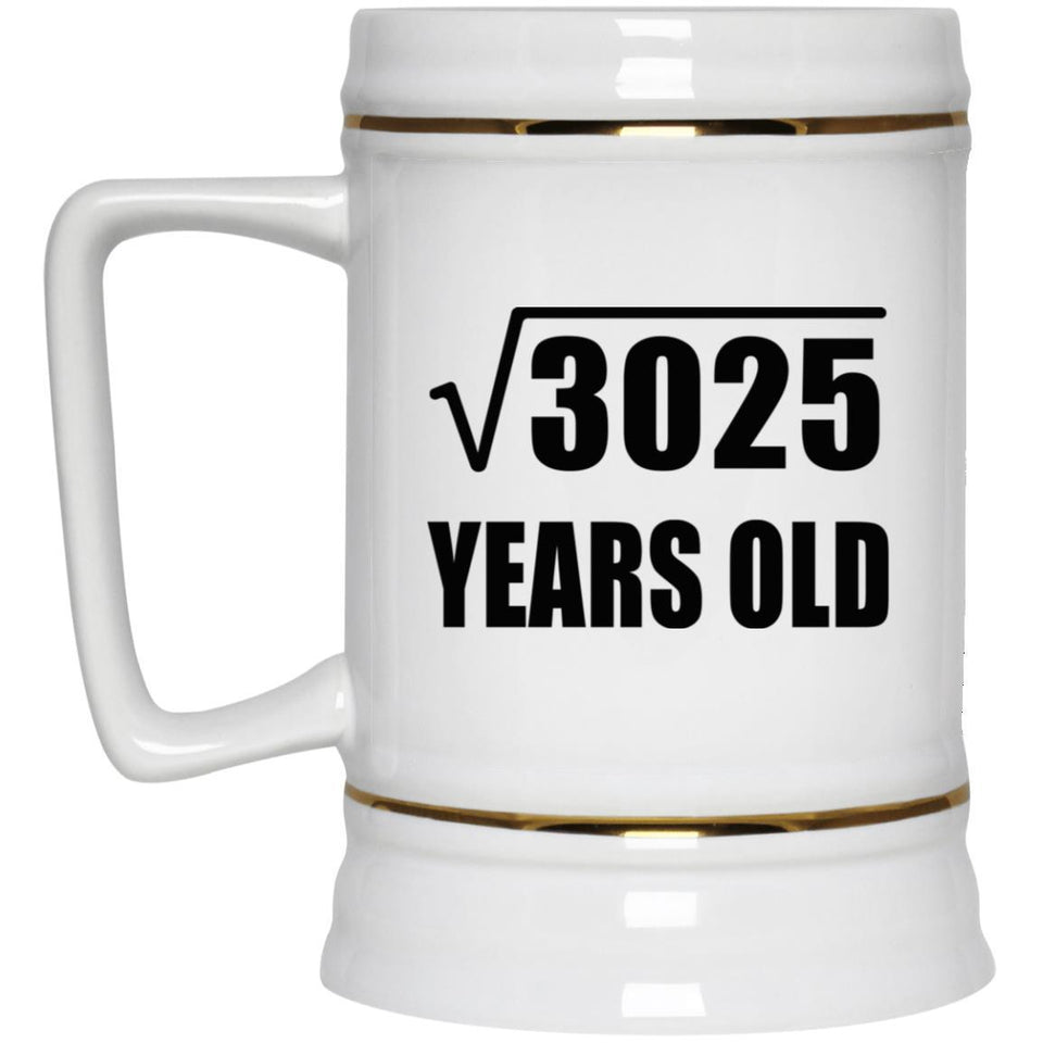 55th Birthday Square Root of 3025 Years Old - Beer Stein