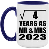 2nd Anniversary Square Root of 4 Years As Mr & Mrs 2023 - 15oz Accent Mug Purple