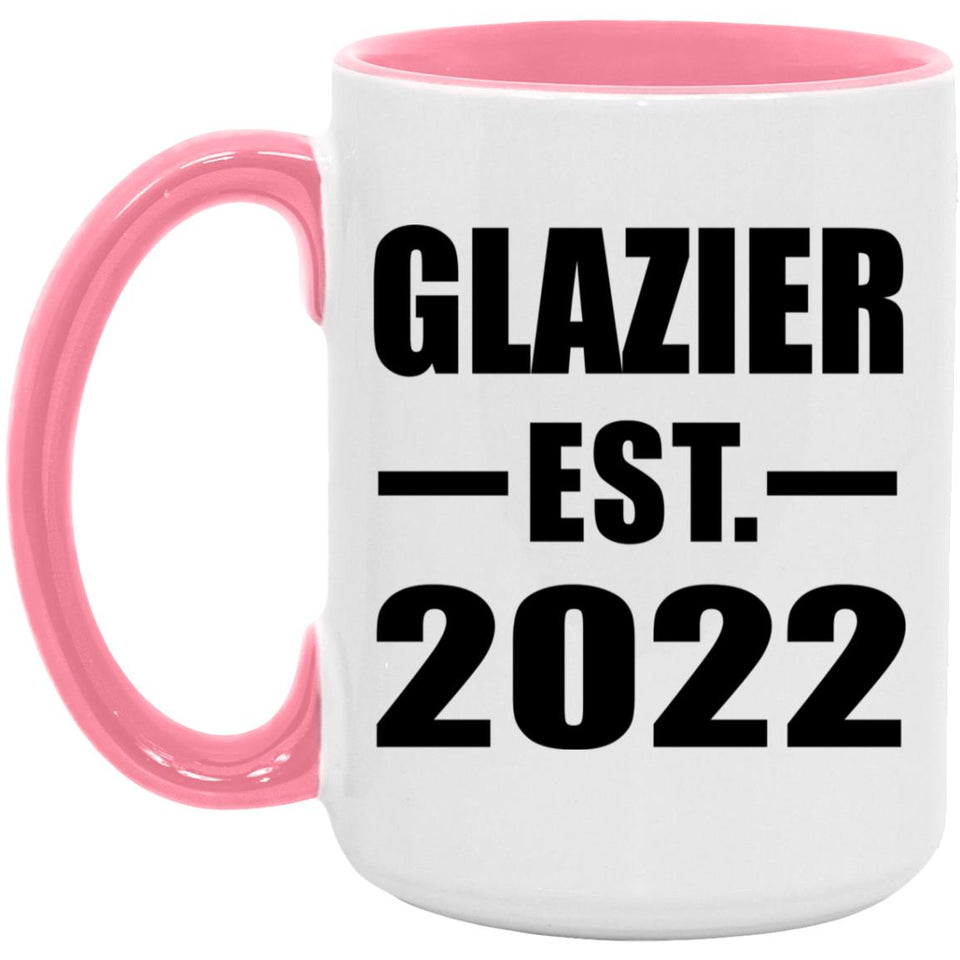 Glazier Established EST. 2022 - 15oz Accent Mug Pink