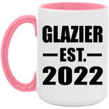 Glazier Established EST. 2022 - 15oz Accent Mug Pink