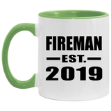 Fireman Established EST. 2019 - 11oz Accent Mug Green