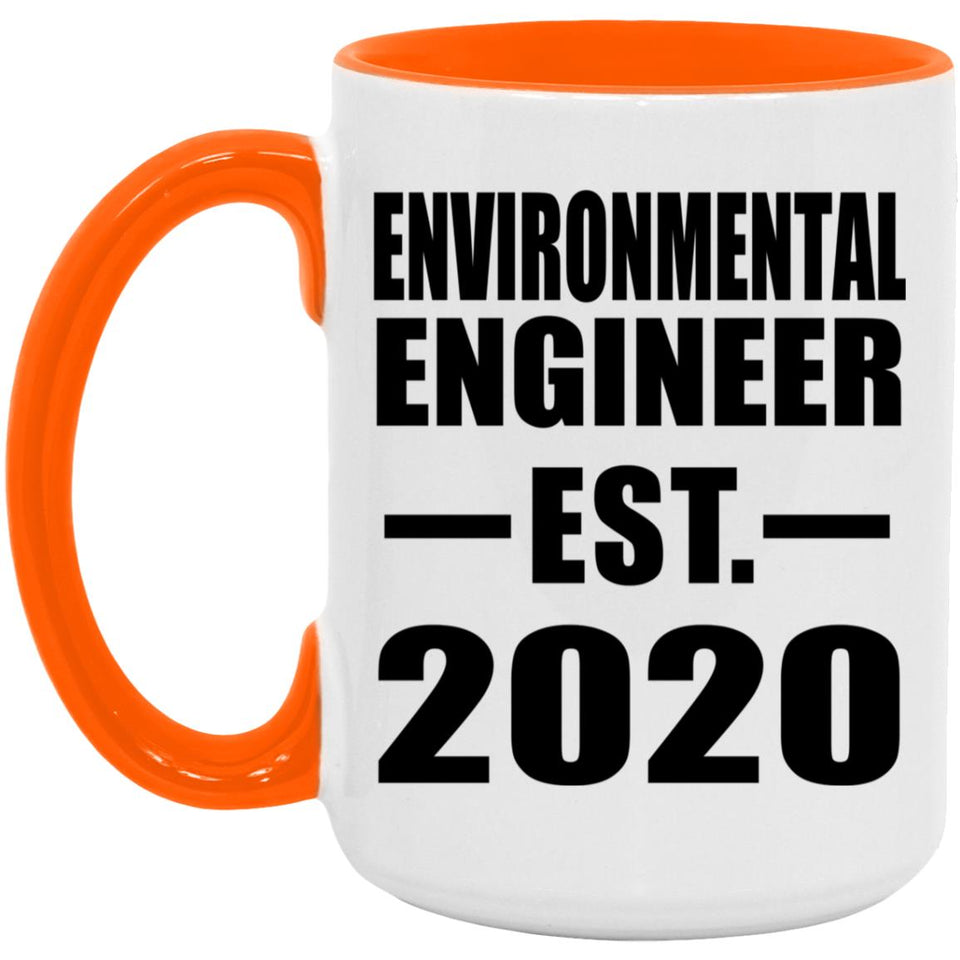 Environmental Engineer Established EST. 2020 - 15oz Accent Mug Orange