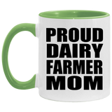 Proud Dairy Farmer Mom - 11oz Accent Mug Green