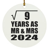 3rd Anniversary Square Root of 9 Years As Mr & Mrs 2024 - Circle Ornament
