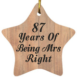 87th Anniversary 87 Years Of Being Mrs Right - Star Ornament C