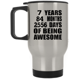 7th Birthday 7 Years 84 Months 2556 Days Of Awesome - Silver Travel Mug