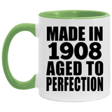116th Birthday Made In 1908 Aged To Perfection - 11oz Accent Mug Green