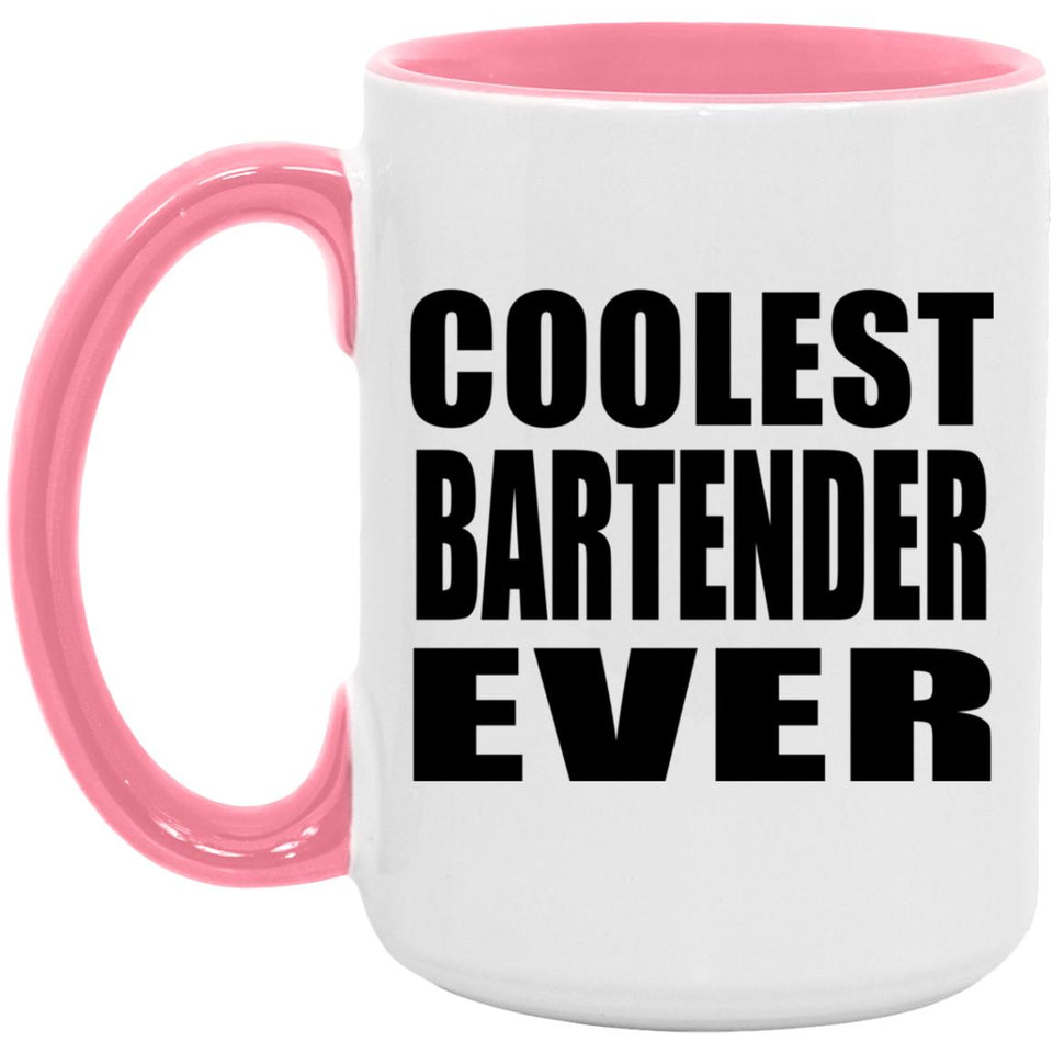 Coolest Bartender Ever - 15oz Accent Mug Pink