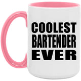 Coolest Bartender Ever - 15oz Accent Mug Pink