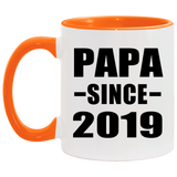Papa Since 2019 - 11oz Accent Mug Orange