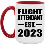 Flight Attendant Established EST. 2023 - 15oz Accent Mug Red