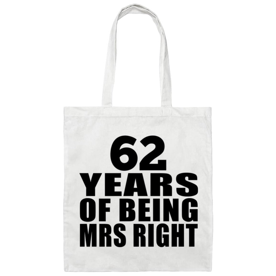 62nd Anniversary 62 Years Of Being Mrs Right - Tote Bag White