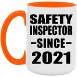 Safety Inspector Since 2021 - 15oz Accent Mug Orange