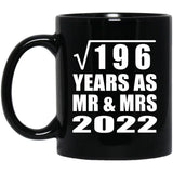 14th Anniversary Square Root of 196 Years As Mr & Mrs 2022 - 11oz Coffee Mug Black
