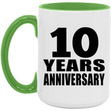 10th Anniversary 10 Years Anniversary - 15oz Accent Mug Green