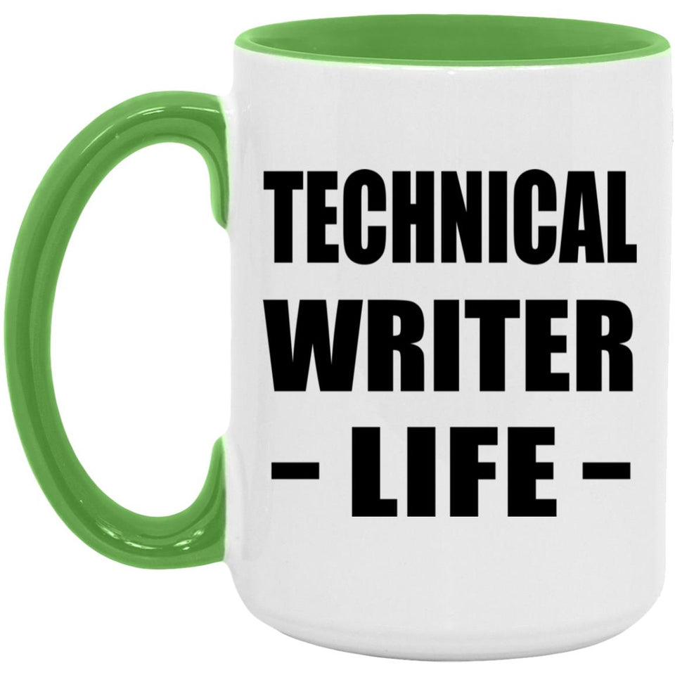 Technical Writer Life - 15oz Accent Mug Green