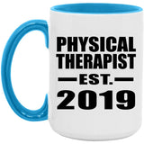 Physical Therapist Established EST. 2019 - 15oz Accent Mug Blue
