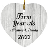 First Year As Mommy & Daddy 2022 - Heart Ornament F