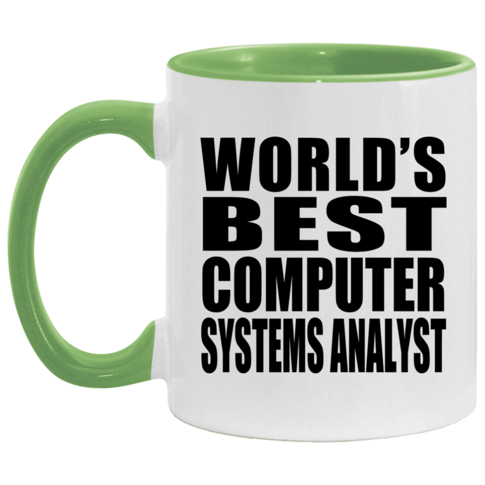 World's Best Computer Systems Analyst - 11oz Accent Mug Green