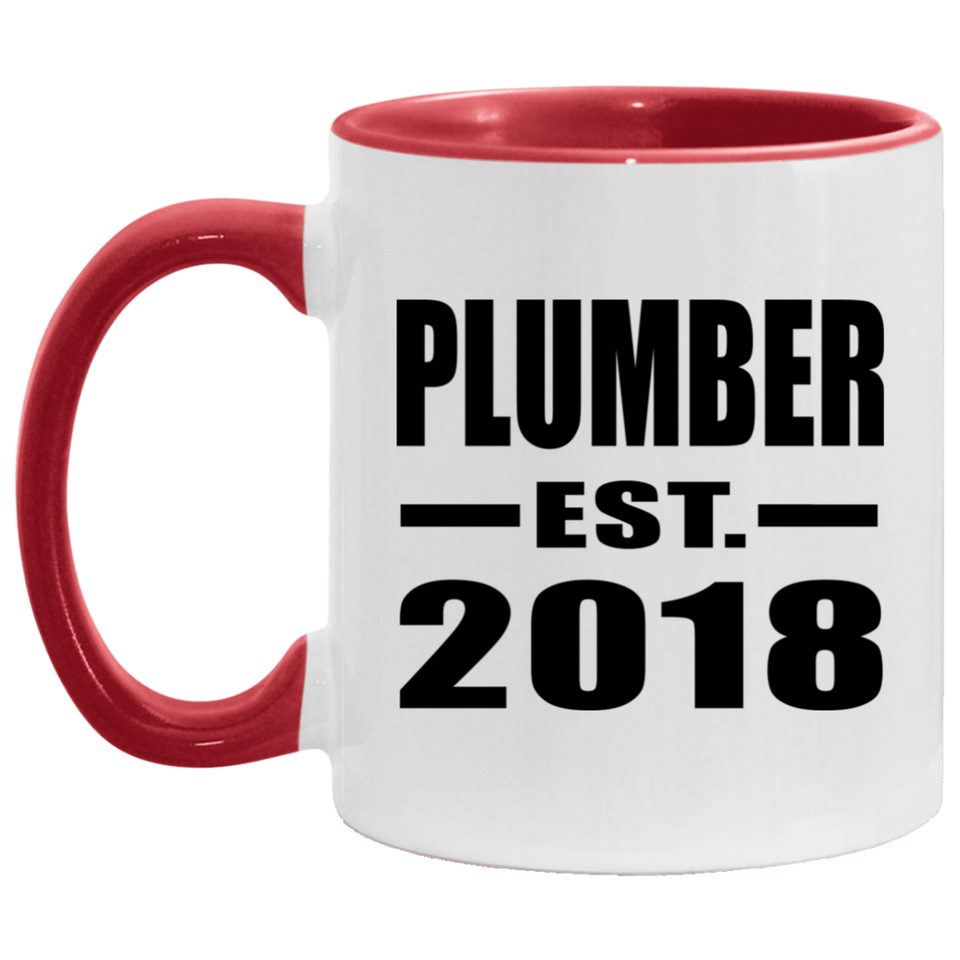 Plumber Established EST. 2018 - 11oz Accent Mug Red