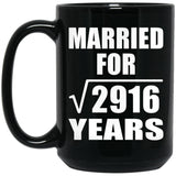 54th Anniversary Married For Square Root of 2916 Years - 15oz Coffee Mug Black