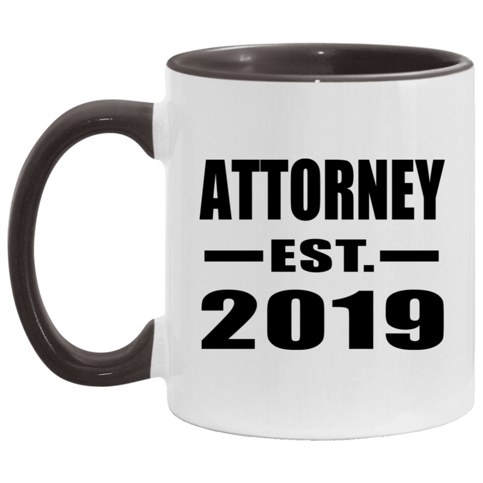 Attorney Established EST. 2019 - 11oz Accent Mug Black