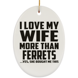 I Love My Wife More Than Ferrets - Oval Ornament