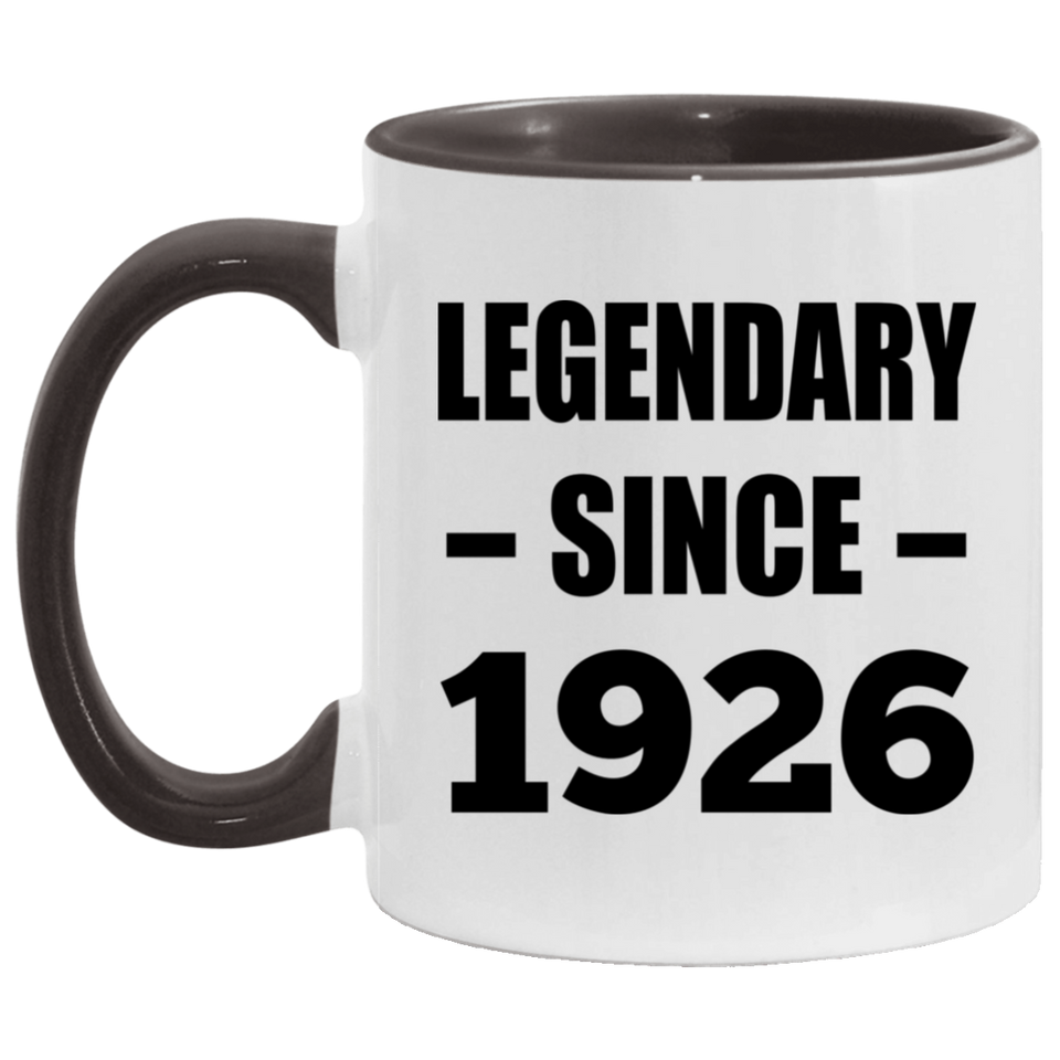 98th Birthday Legendary Since 1926 - 11oz Accent Mug Black