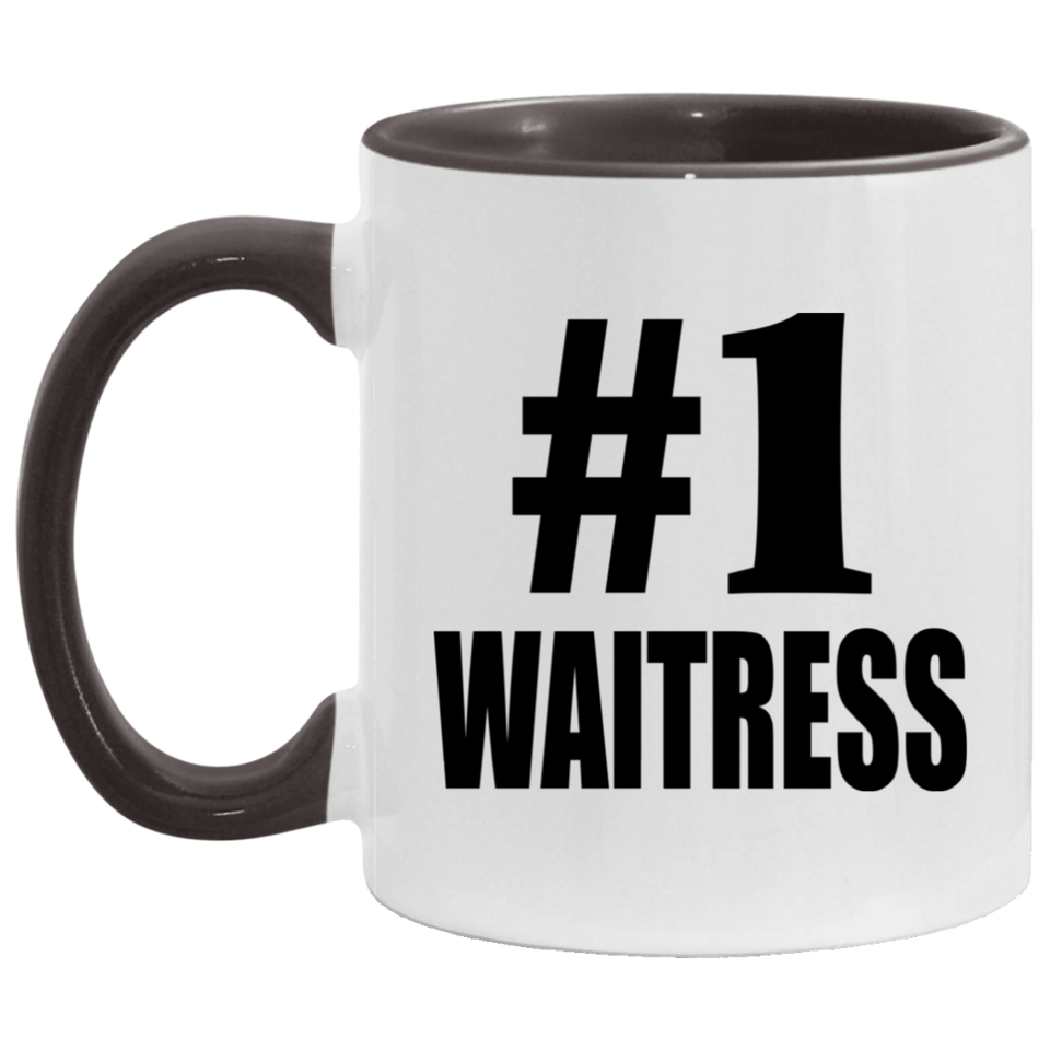 Number One #1 Waitress - 11oz Accent Mug Black