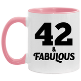 42nd Birthday 42 & Fabulous - 11oz Accent Mug Pink