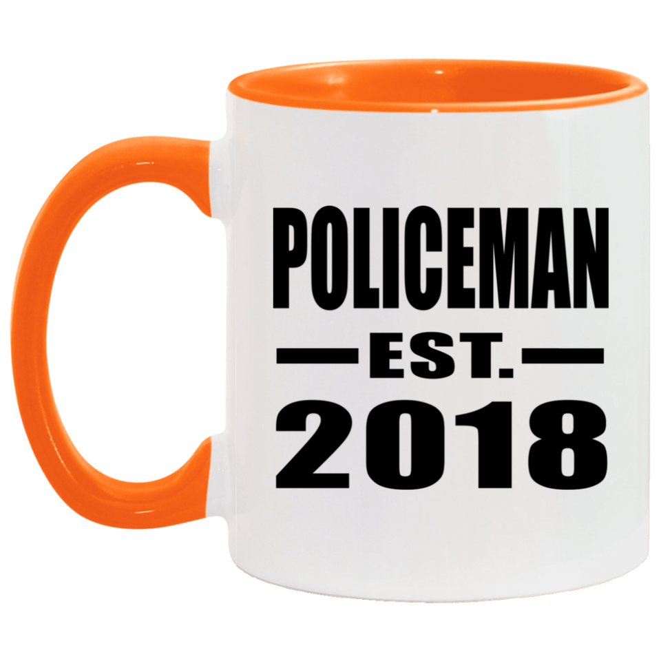 Policeman Established EST. 2018 - 11oz Accent Mug Orange