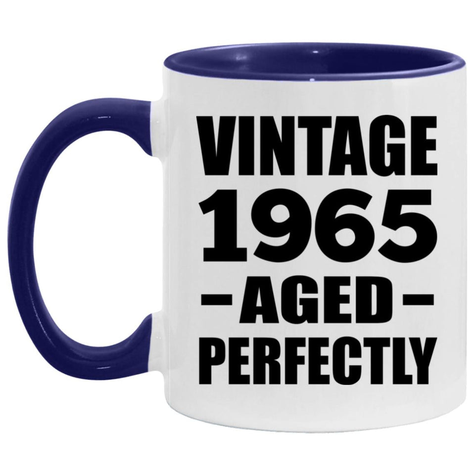 59th Birthday Vintage 1965 Aged Perfectly - 11oz Accent Mug Purple